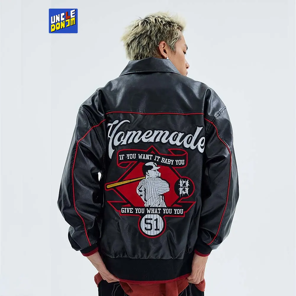 

Мужская кожаная куртка с вышивкой в виде американских букв, зимняя женская мотоциклетная куртка в стиле хип-хоп, кожаная бейсбольная форма