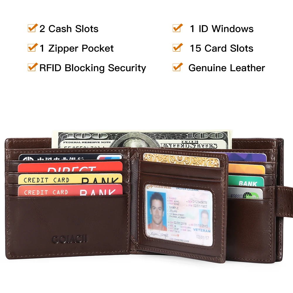 New Casual Men Wallet Short Slim Card Holder Genuine Leather Male Wallet Simple Zipper Purse Men's Purses