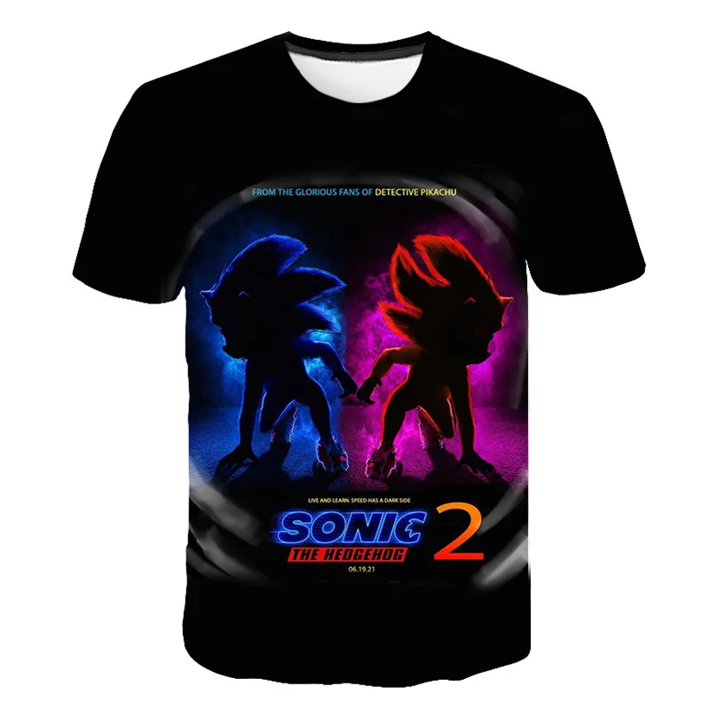 

Модные детские футболки Sonic для девочек и мальчиков, Мультяшные Графические футболки, топы, Детская летняя одежда, футболка с коротким рукав...