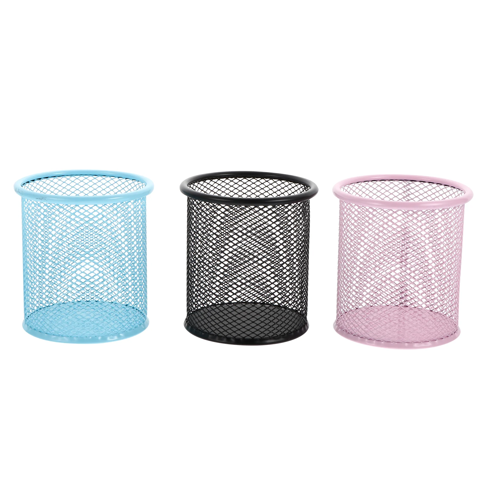 

3pcs Pen Pots Iron Mesh Cylindrical Stationery Container Pencil Vase for School Home