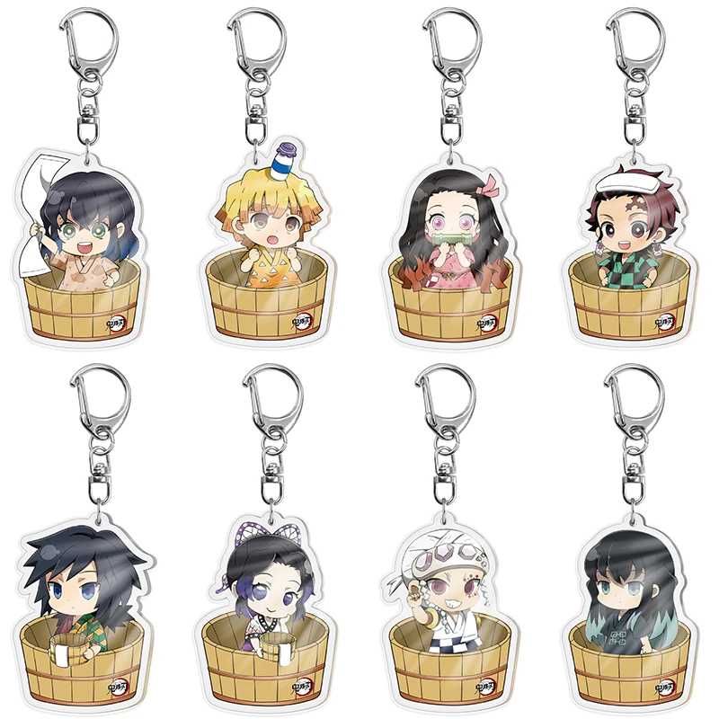 

Anime Demon Slayer Keychain Kimetsu No Yaiba Key Chain Cute Tanjiro Nezuko Bathe Pendant Keyring Bag Accessories Jewelry Gift