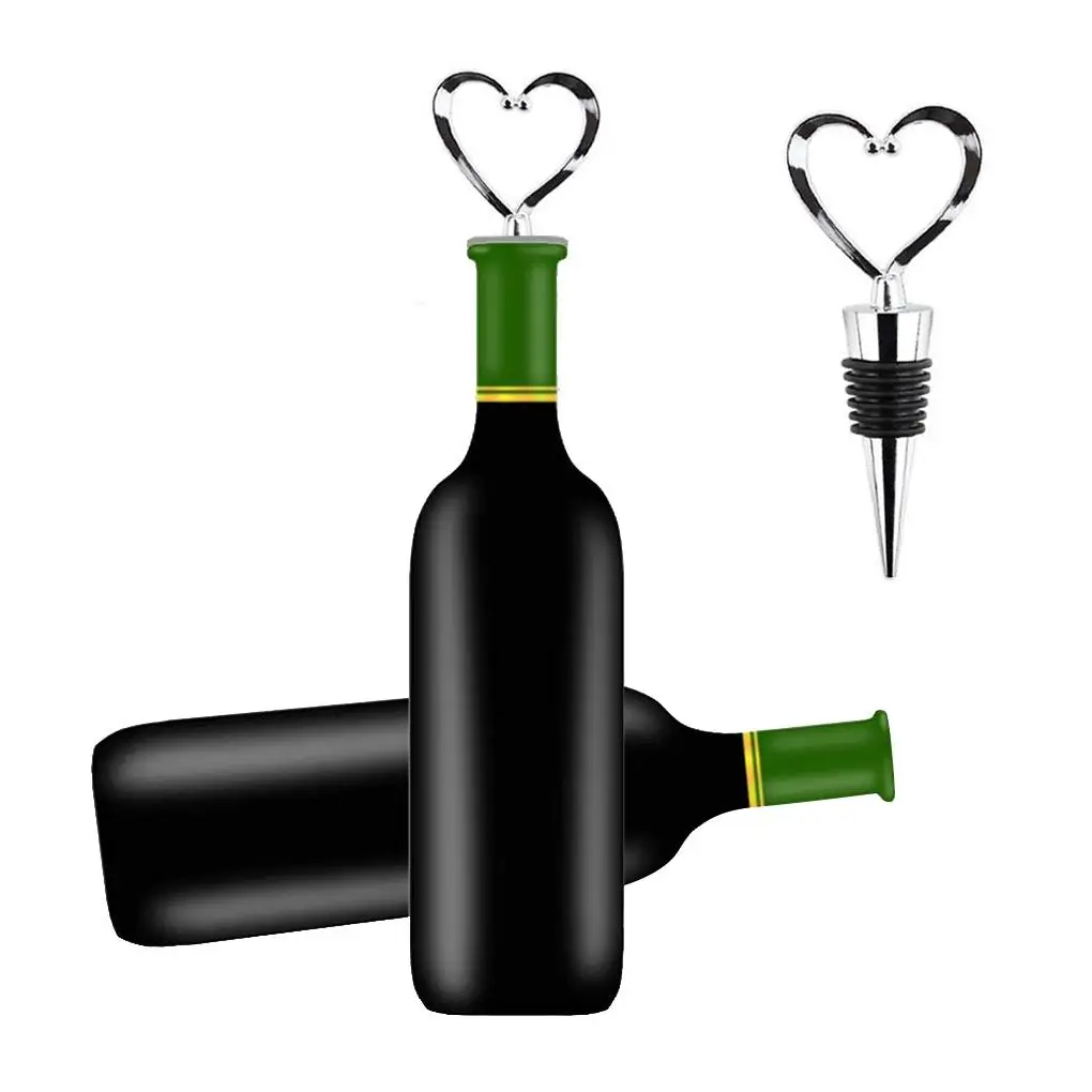 

Heart Wine Bottle Stopper Champagne Saver Party Souvenirs Gift Beverage Bottle Reusable Stopper Silver