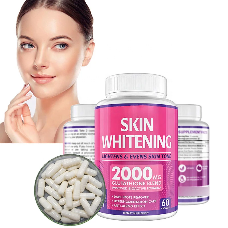 

4 Bottle Natural Skin Whitening Effect Collagen + Glutathione + Vitamin C Skin Facial Reduce Melanin Antioxidant Free Shipping
