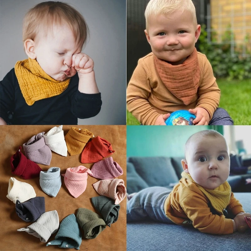 

5Pcs Baby Feeding Drool Bibs Saliva Towel for Triangle Scarf Bandana Soft Cotton