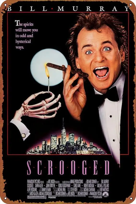 Плакат Scrooged Move Vntge Look Tn Metl Sgn Wll Decorton 8x12 nches