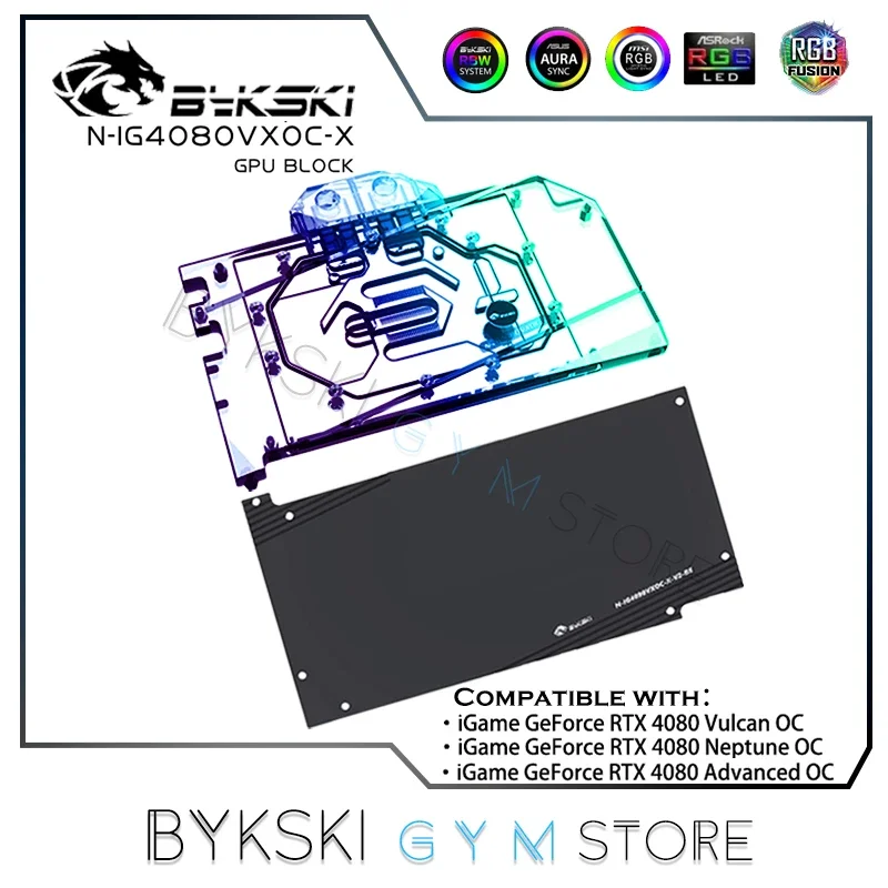 Водяной кулер Bykski GPU для цветной iGame RTX 4080 вулкан OC VGA водяной блок с задней