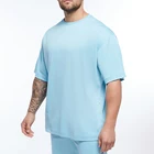 Футболка мужская оверсайз с коротким рукавом, сетчатая спортивная одежда, топ для фитнеса и бодибилдинга, одежда для тренажерного зала, лето