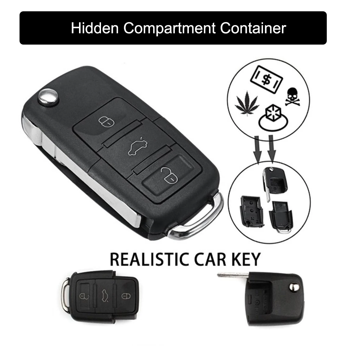 

Diversion Safe Hidden Secret Compartment Stash Box Discreet Decoy Car Key Fob To Hide and Store Money