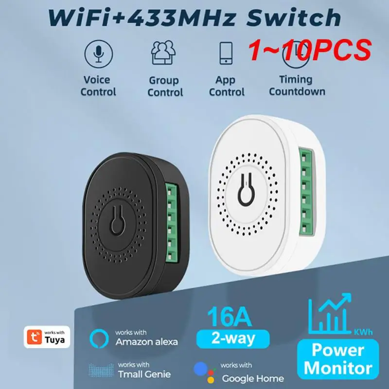 1 ~ 10 шт. мини-переключатель Tuya 16A Wifi + RF 433 с питанием Mornitor двухстороннее реле