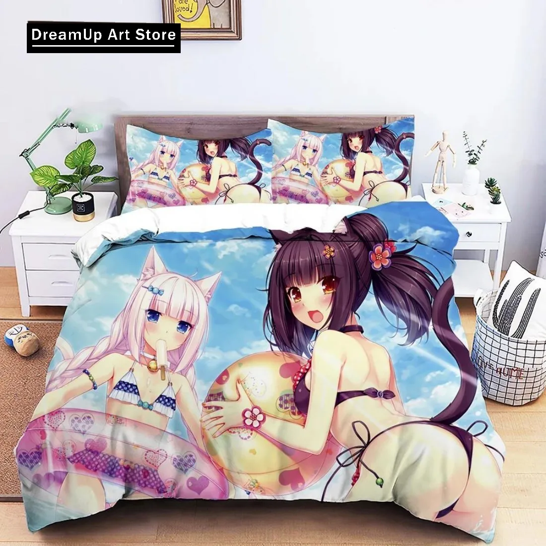 Аниме Nekopara комплект постельного белья для сексуальной девушки пододеяльник Twin