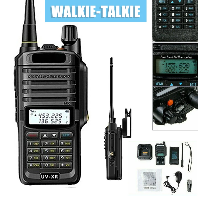 15W UV-9R Plus Handheld Walkie Talkie 128CH VHF/UHF Two Way Dual Display Radio for Security Guard Supermarket Rremote Intercom