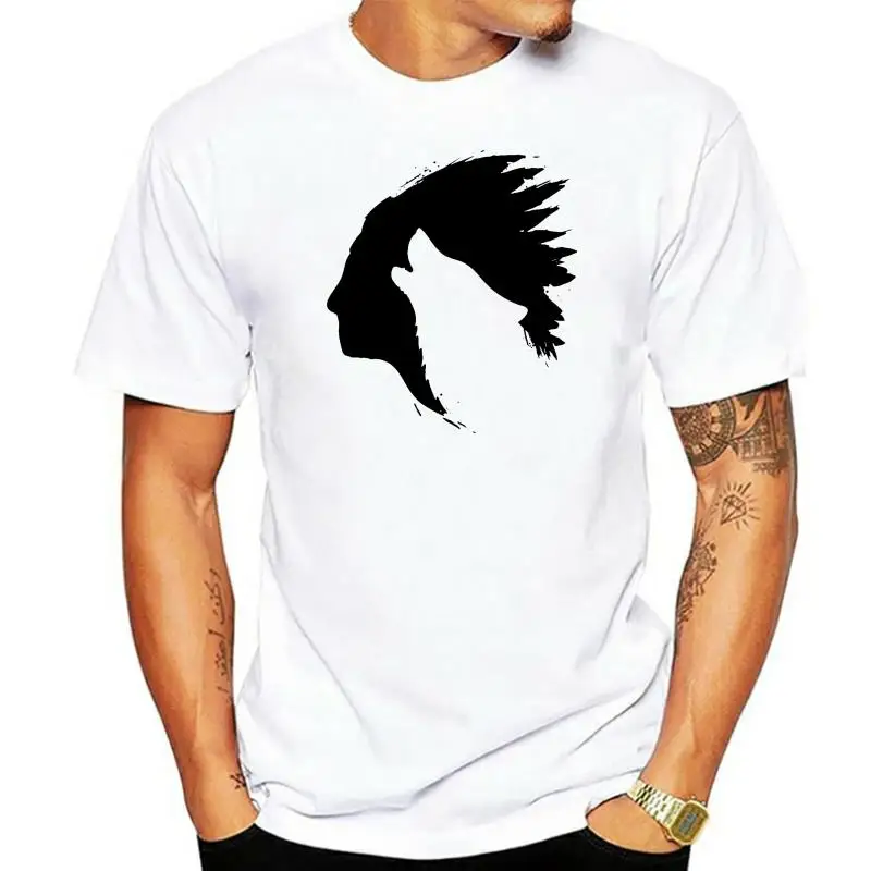 

Black And White Mens Summer Cool T Shirts Indian Howling Wolf Silhouettes Natural Cotton Fashion Image Tee Shirts For Man 3XL