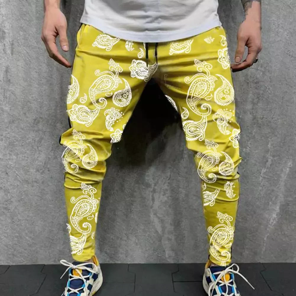 

Free shipping New Hot Sale Men Pants Vintage Print Hip-hop Mid Waist Drawstring Autumn Pencil Pants for Party