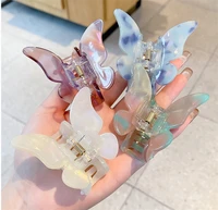 2022 new summer small purple butterfly hair claws hairpin cute transparent grabs acrylic hair clip for women sweet accessories
