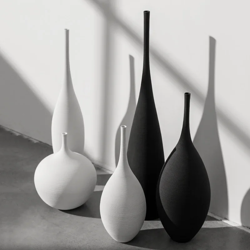 Minimalist Handmade Art Zen Vase Ceramic Decoration Living Room Model Home Decoration Black and White Art Vase Hand Drawing 1