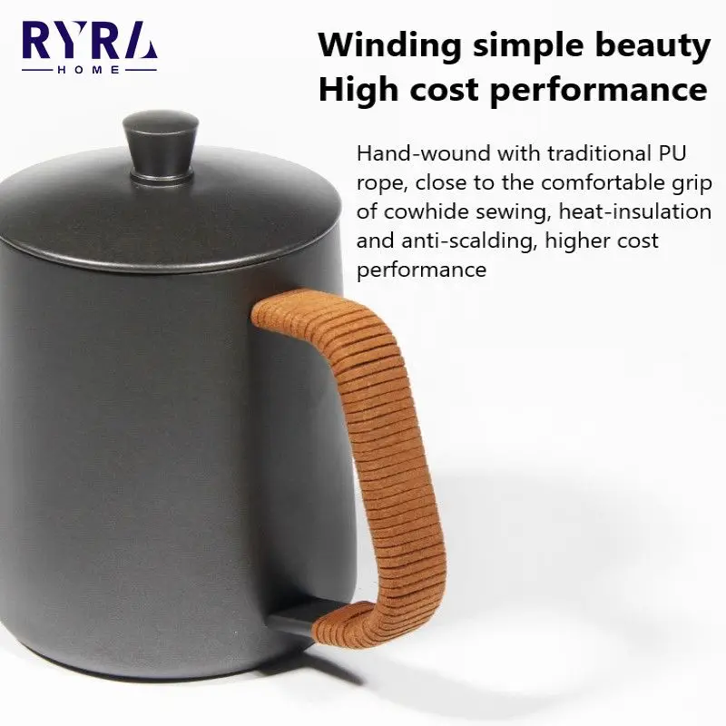 

Gooseneck Drip Kettle With Wood Lid Stainless Steel Coffee Tea Pot Non-stick Coating Food Grade Gooseneck Drip Kettle Swan Neck