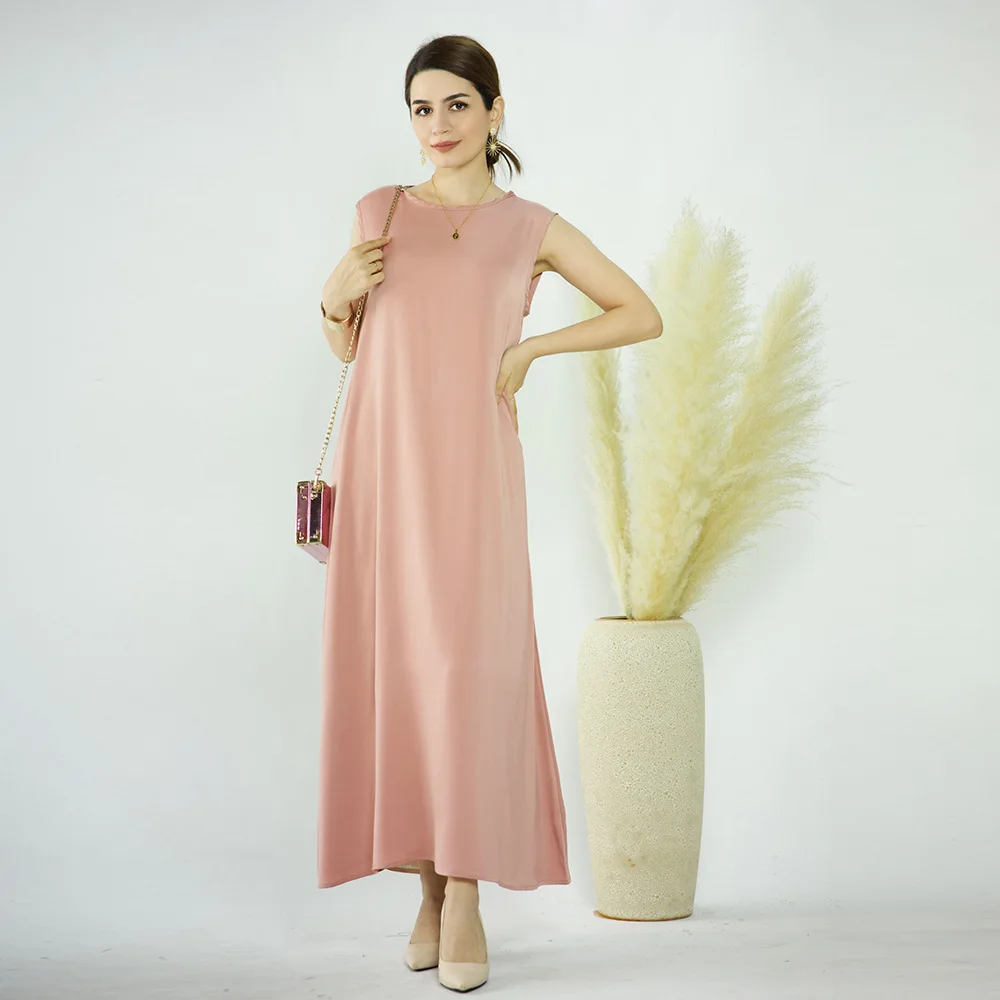 Мусульманское женское длинное платье макси без рукавов тонкое Рамадан кафтан