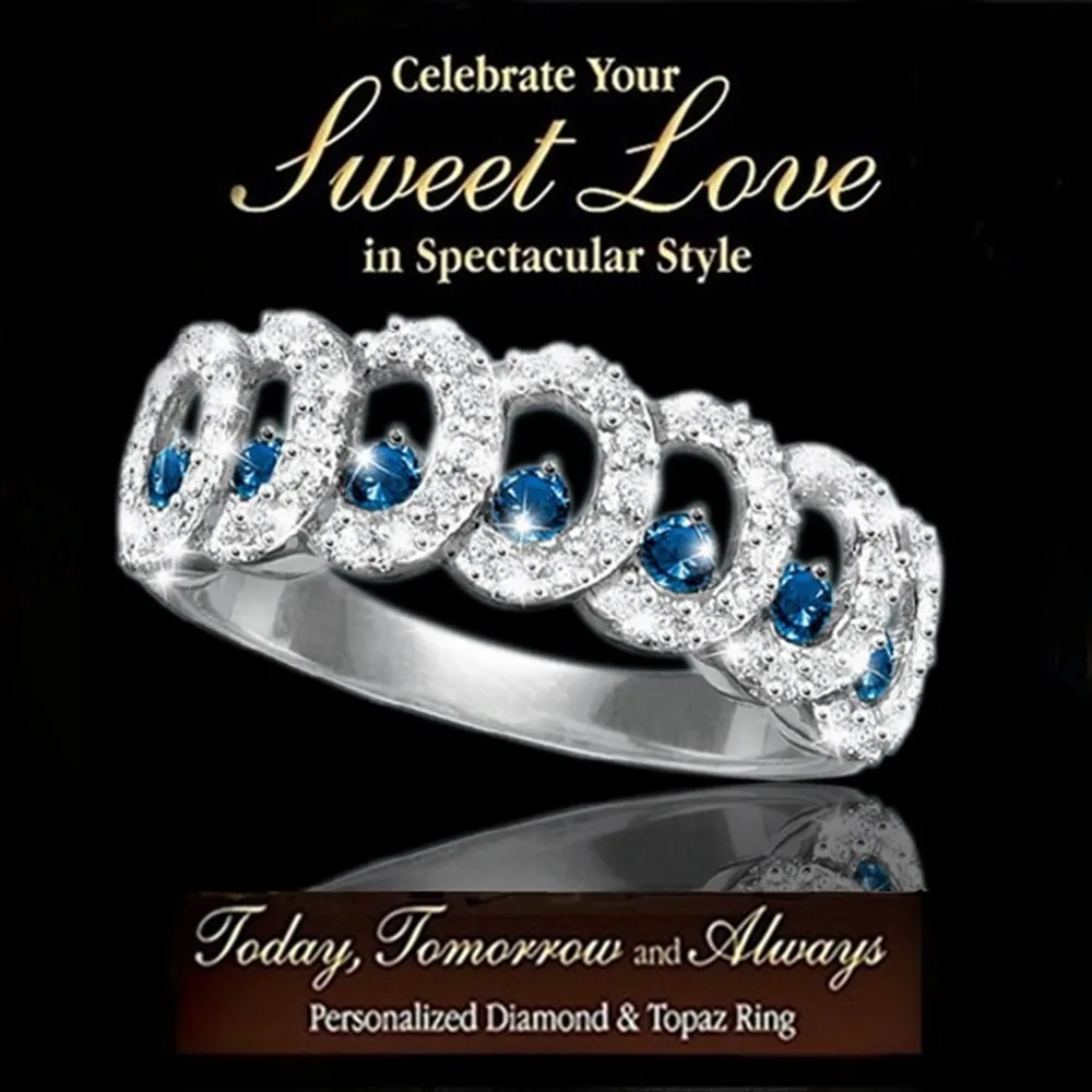 

Fashion Blue Stone Crystal Engagement Rings for Women Valentines Day Gift Wedding Ring Aesthetic Designer Jewelry Gift Anillos