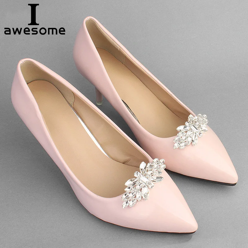 1 Pair Handmade Rhinestone Flower Decorative Shoe Clips Crystal Charm Elegant Wedding Shoes Metal Decorations Accessories