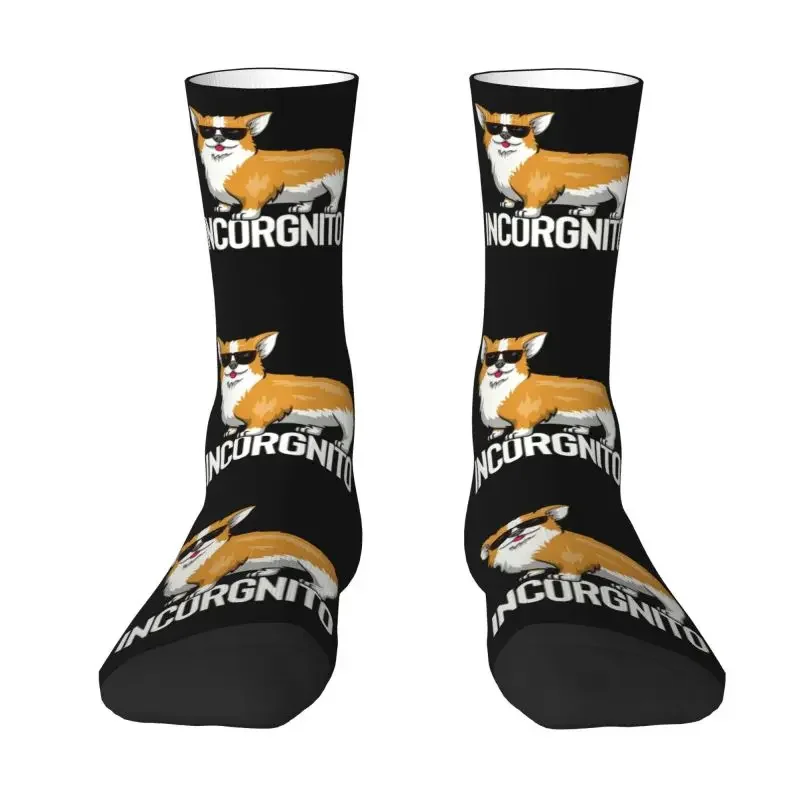 

Dog Dress Socks for Men Women Warm Funny Novelty Incognito Corgi Crew Socks