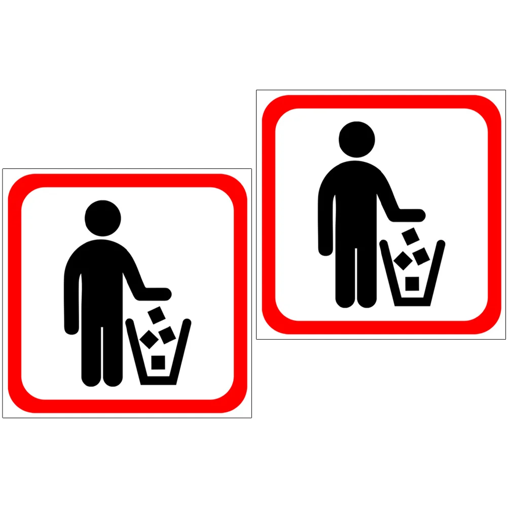 

2 Pcs Label Sticker Wall Decoration Warning Stickers Bedroom Wall Decals Trash Can Sign Garbage Bin Sign