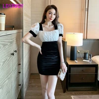 the new 2022 springsummer nightclub sexy dress slimming covering belly bottom and buttock evening lace