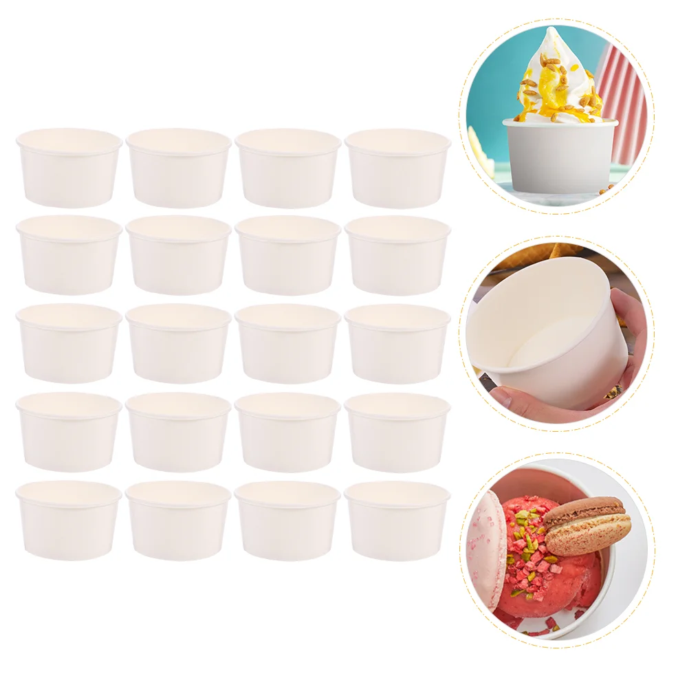 

100Pcs Ice Cream Paper Cups 3oz Yogurt Pudding Cups Disposable Dessert Cups