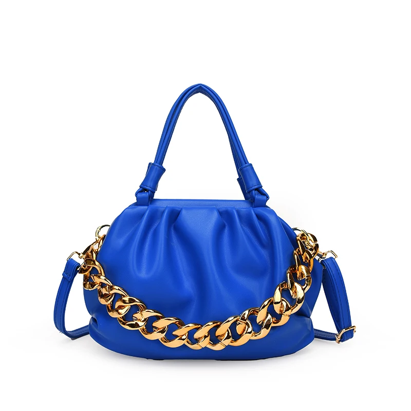 Designer Thick Chain Small Soft PU Leather Shoulder Tote Bags for Women Hit Trend Handbags and Purses Lady Fashion Crossbody Bag