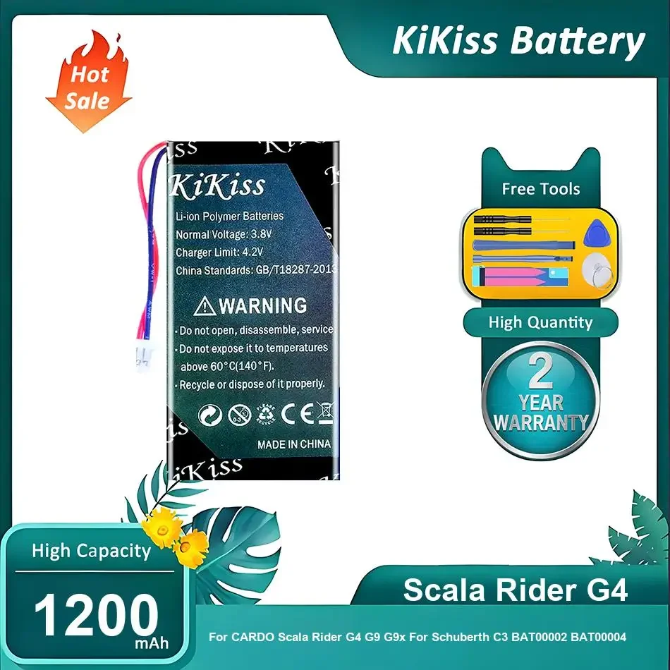 Фото Высокопрочная батарея для CARDO Scala Rider G4 G9 G9x Schuberth C3 BAT00002 BAT00004 WW452050-2P, Scala Rider G4, 1200 мАч №1