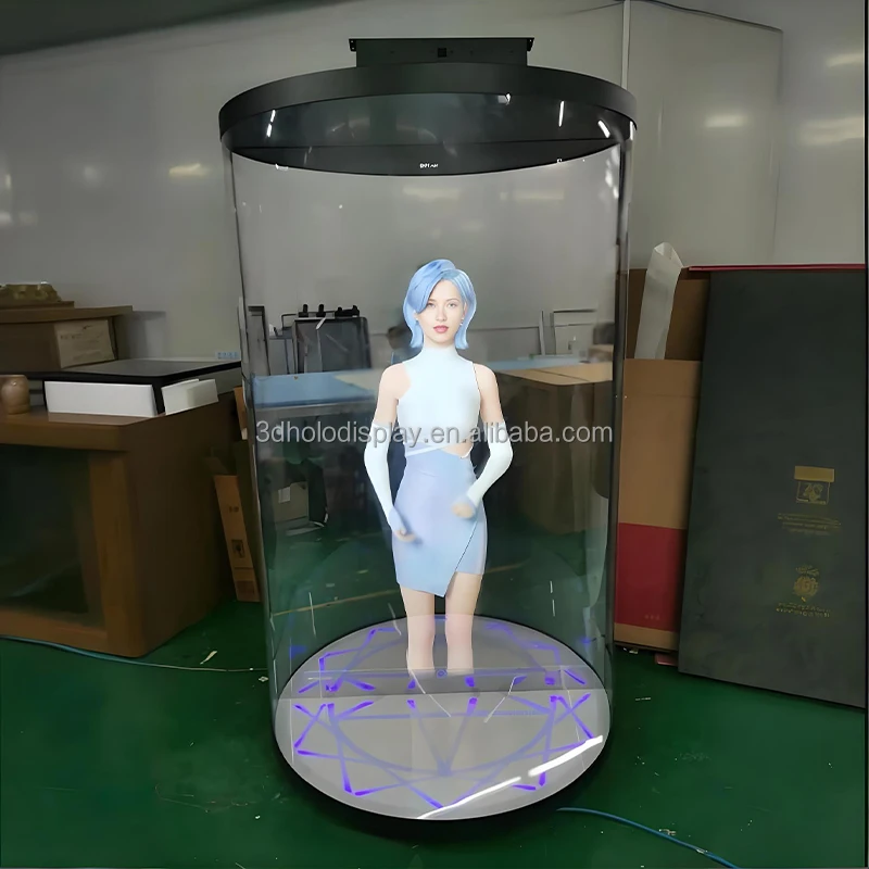 Фото 75-дюймовый интерактивный 3D прозрачный цилиндрический AI-трубка голографический проекционный экран с голографической технологией №5