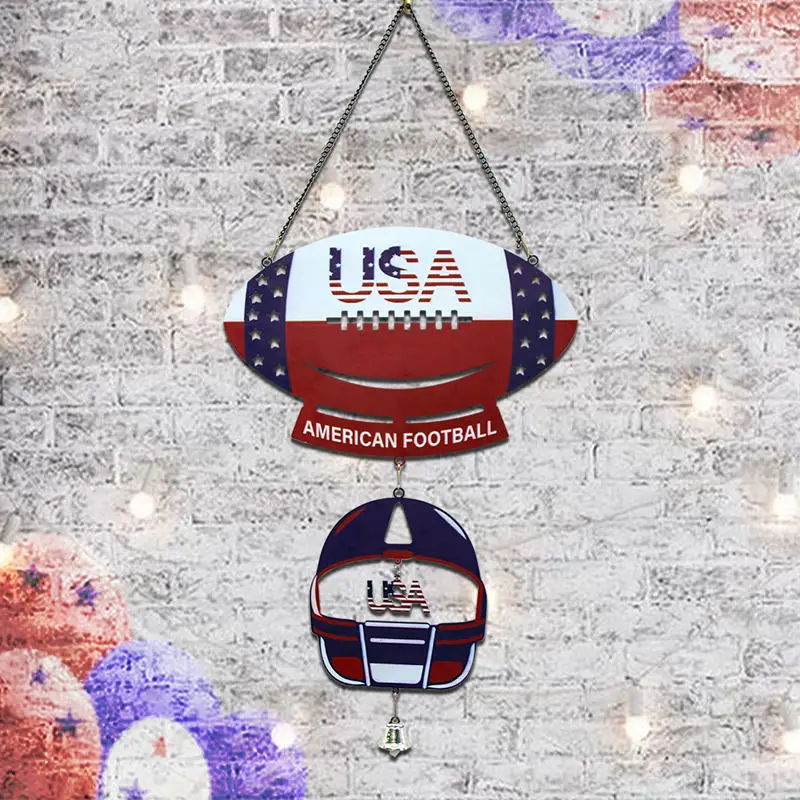 

Football Wind Chimes Room Decors Stainless Steel 3d Wind Spinner Outdoor Yard & Garden Decorative for Independence Day Ornaments