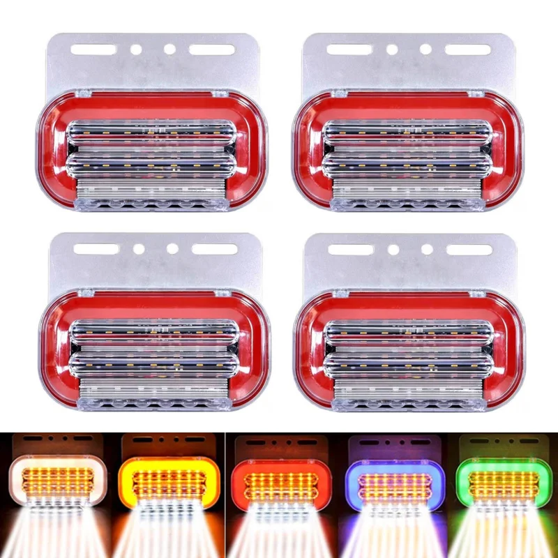 

4Pcs 24V LED Trailer Clearance Lights Running Turn Signals For Caravan Pickup Boat Truck Side Marker Lamp Amber Red White