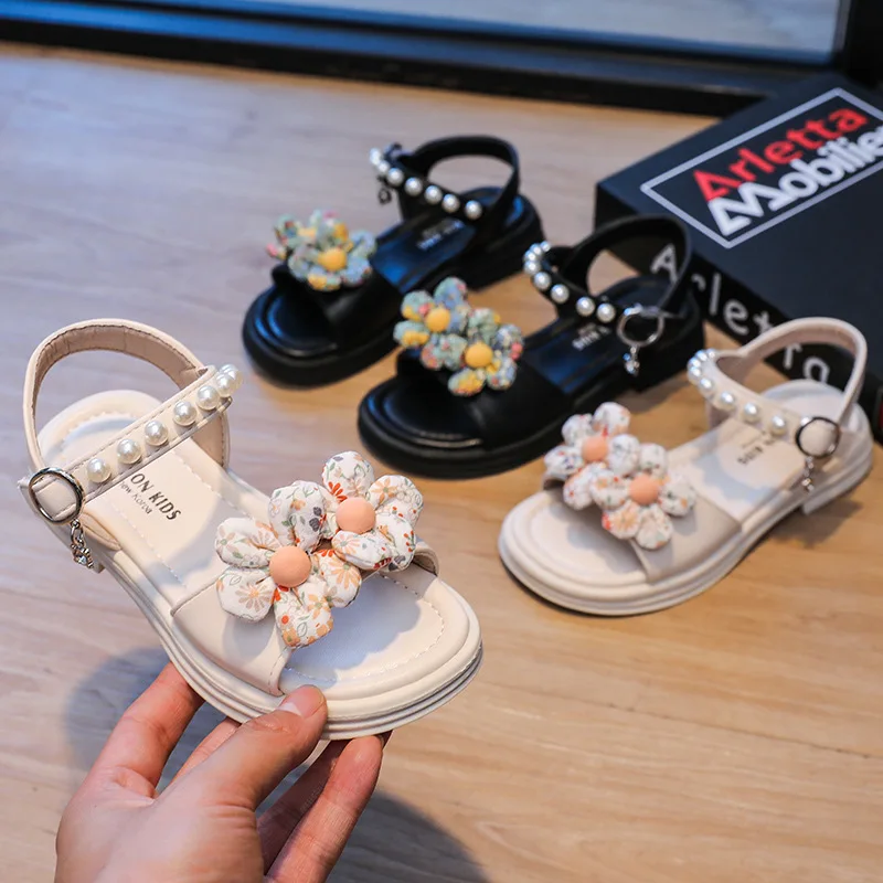 

Сандалии Детские с мягкой подошвой, модные босоножки принцессы, пляжная обувь с жемчугом, лето 2023