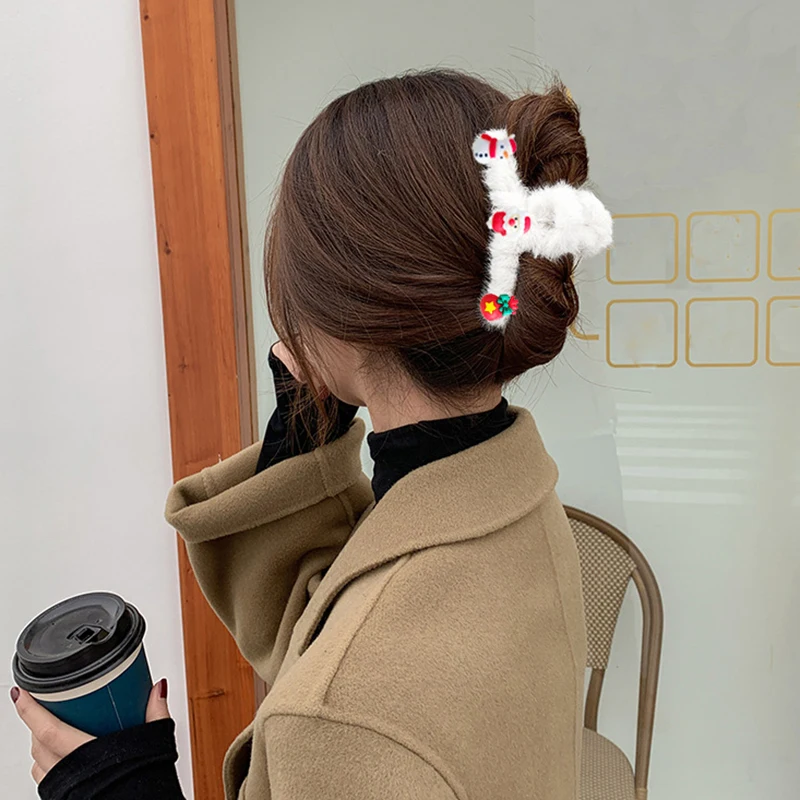 Рождественский снеговик рождественская елка коготь для волос женщин и девочек