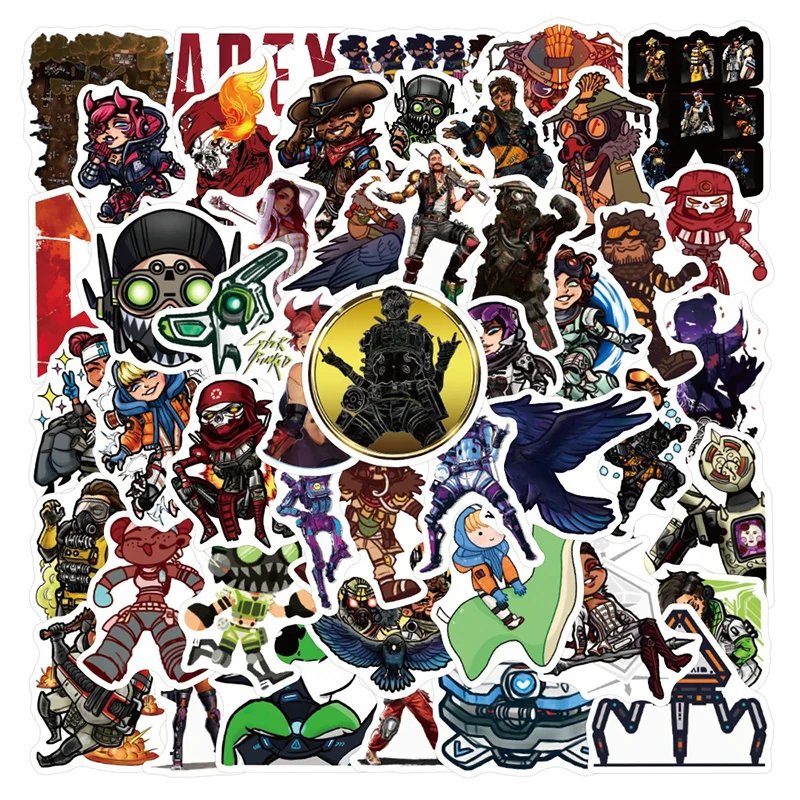 

50PCS Game Apex Legends Stickers for Adult Speaker Luggage Phone Tablet iPad Guitar Waterproof Helmet Stationery Sticker DIY Toy