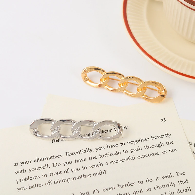 

Fashion Metal Link Cable Enamel Lapel Pins Punk Suits Sweater Shirt Brooches Badge Fashion Corsage Jewelry Gifts For Women Men