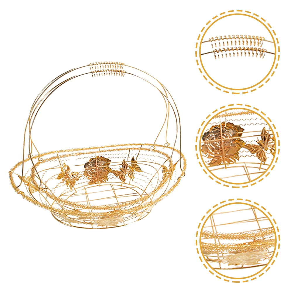 

Basket Fruit Egg Wire Bowl Vegetable Storage Container Holder Gifts Emptybaskets Bread Hollow Kitchen Metal Snack