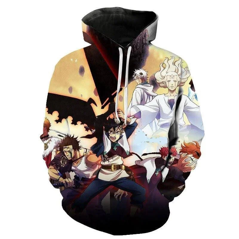 

New 3D Anime Black Clover Printing Hoodies For Men Manga Asta Graphic Hooded Hoody Kid Fashion Streetwear Pullover Harajuku Tops