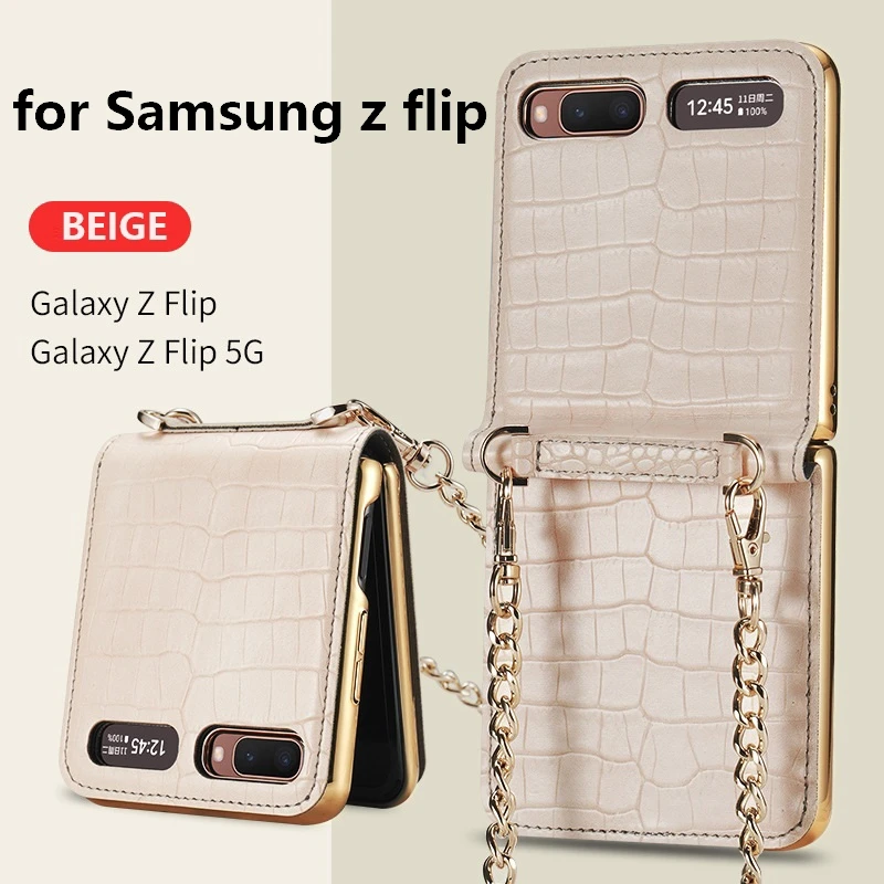 

Luxury Mirror Case for Samsung Z Flip 5G Cover Makeups Bag Phone Case with Chain Strap Shockproof Shell for Galaxy Z Flip Case