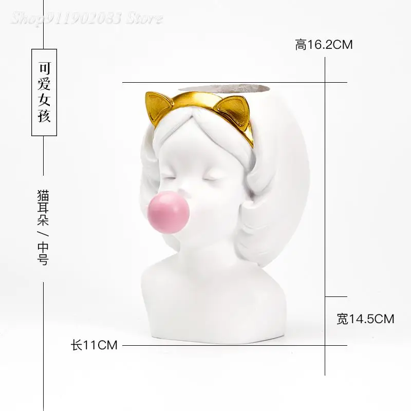 

Creative Nordic style Resin vase Cute girl bubble gum Decorative flower pot modern lovely Art decoration Flower arrangement