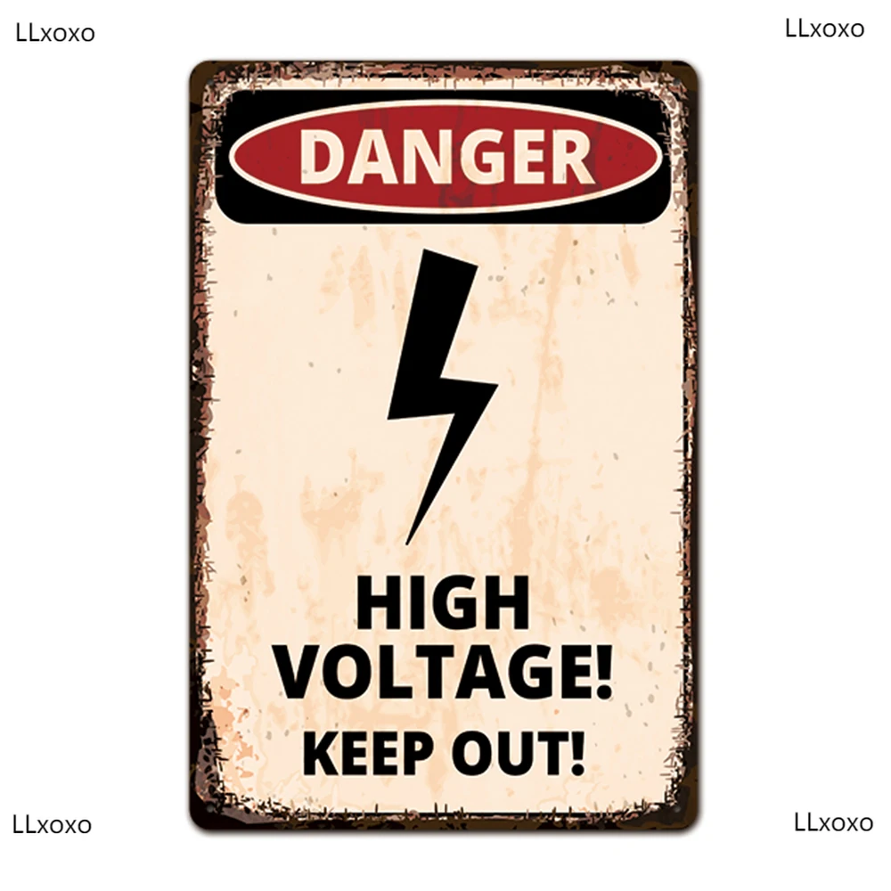 

IBOOWU Danger DUST HAZARD Vintage Poster Retro Metal Tin Signs Wall Decor HIGH VOLTAGE Beware Warning Plaques outdoor decor