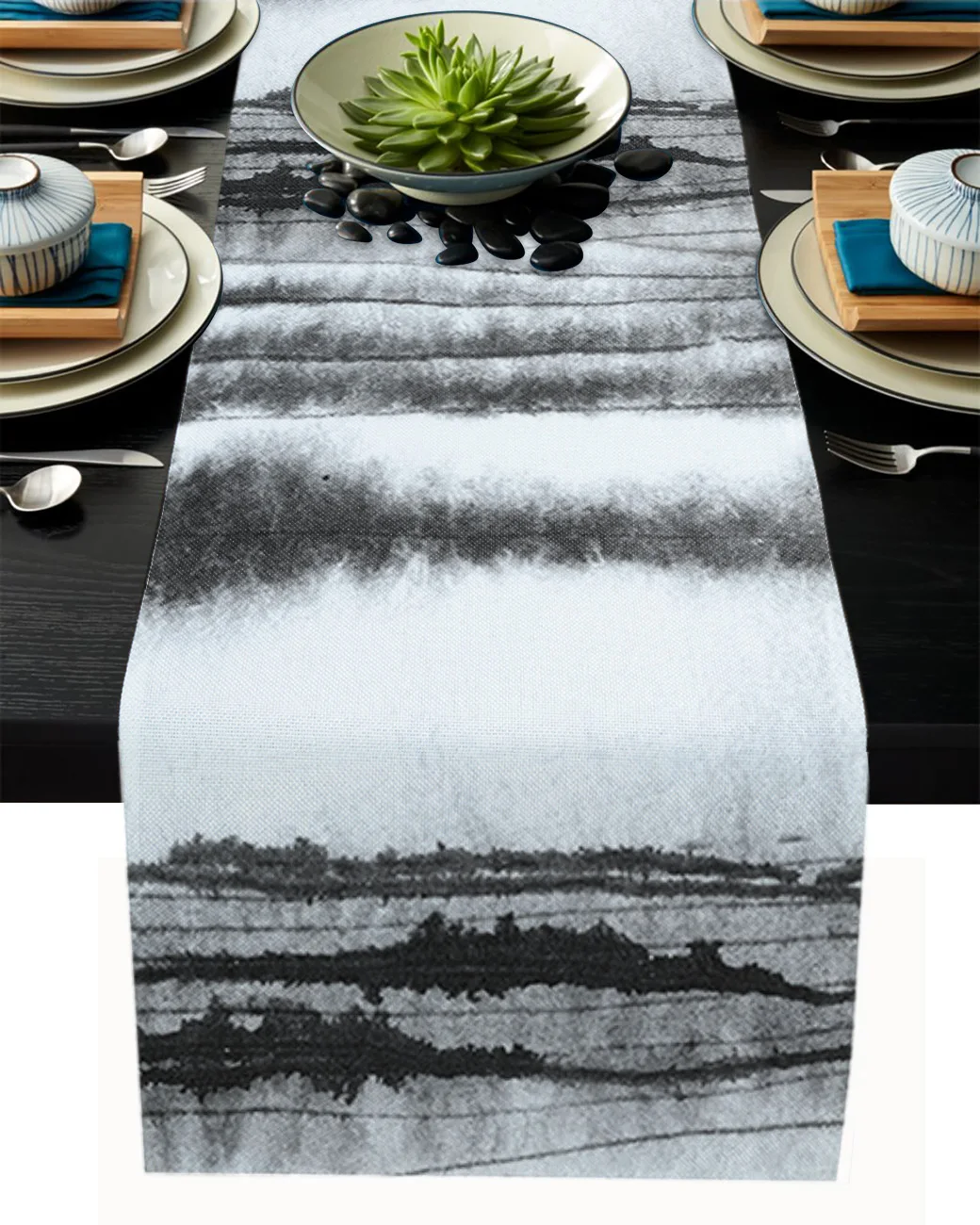 

Clouds Sketch Ink Tablecloth Table Runner Decoration Home Decor Dinner Table Decoration Table Decor