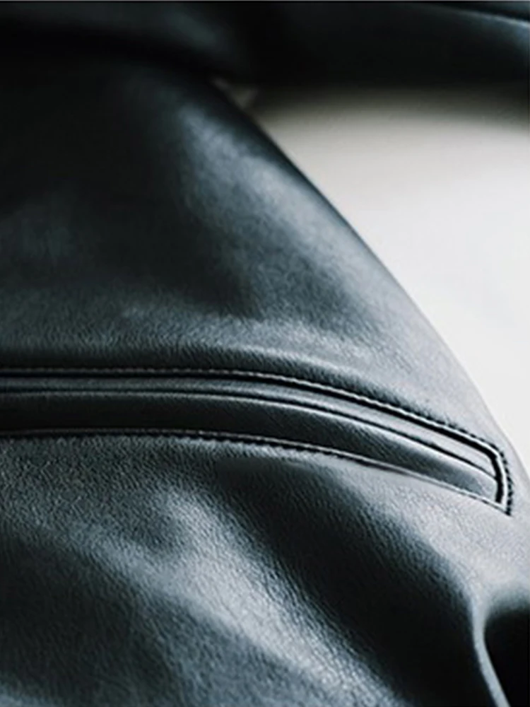 Lautaro весна осень черная негабаритная мягкая искусственная кожа байкерская