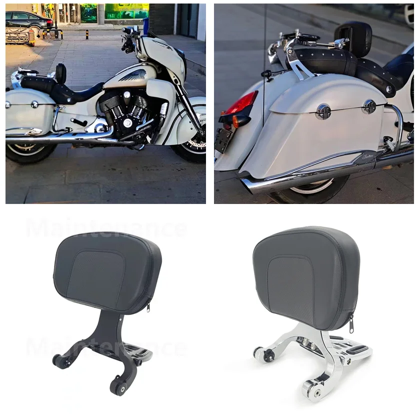 

Multi-Purpose Driver Passenger Backrest Black Chrome For Indian Scout Chief Vintage 2014-up