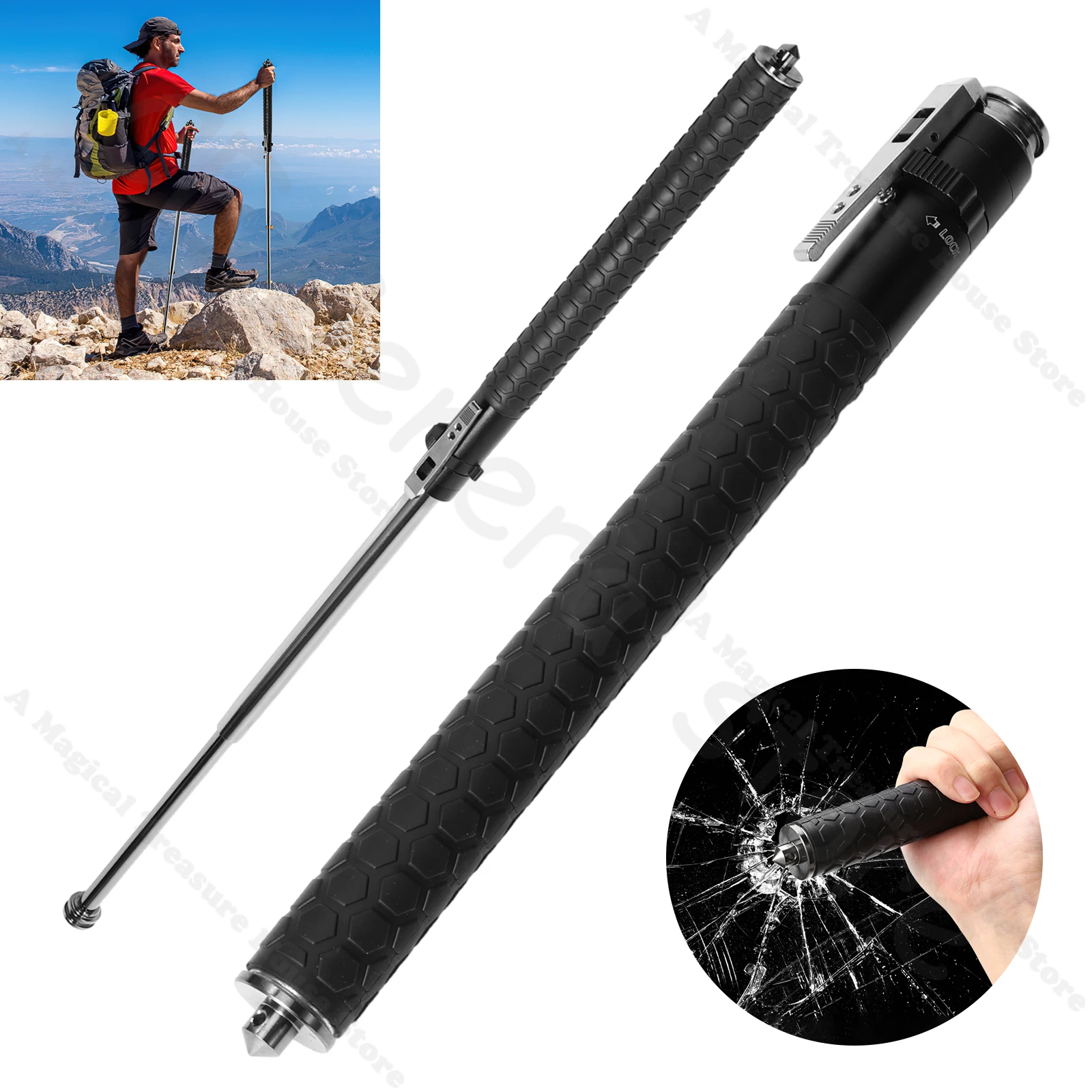 

Retractable Multifunctional Walking Stick Metal Portable Outdoor Fold Trekking Pole Walk Hiking Sticks For Camping Walking Poles