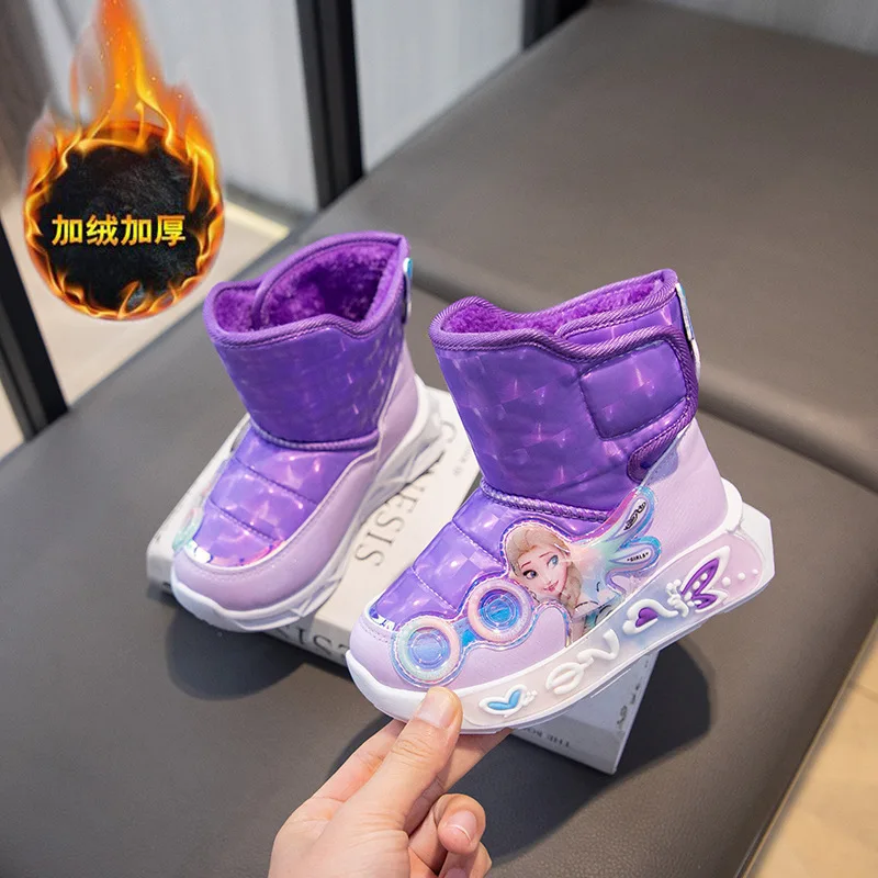 Ботинки детские зимние розовые/фиолетовые с хлопковой подкладкой и мехом размер