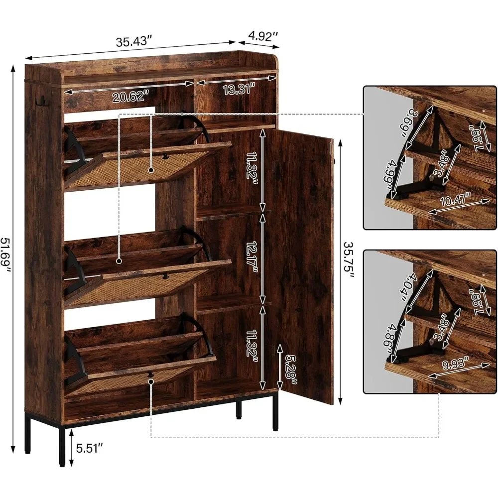 Шкаф для обуви с 3 откидными ящиками шкаф из натурального ротанга 4 открытыми