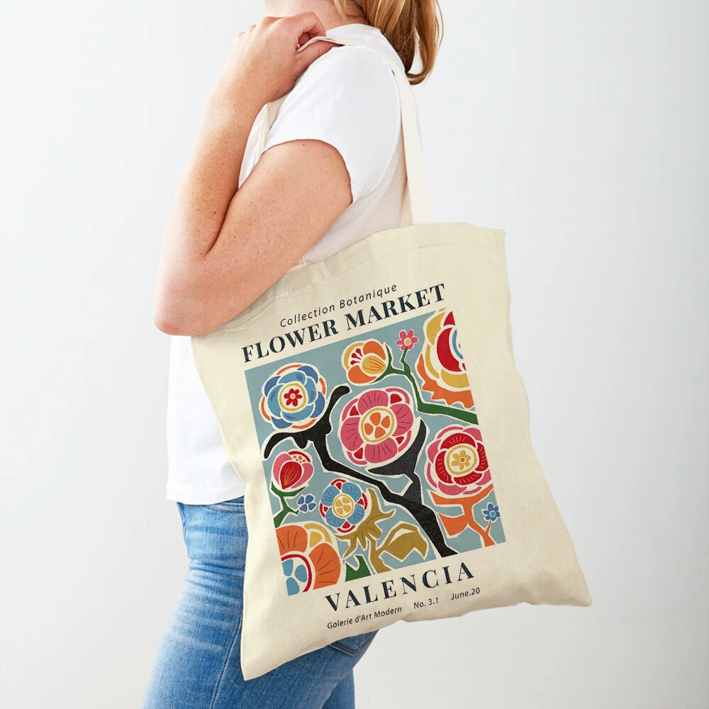 Винтажные стильные сумки для покупок Детская сумка-тоут с абстрактными цветами