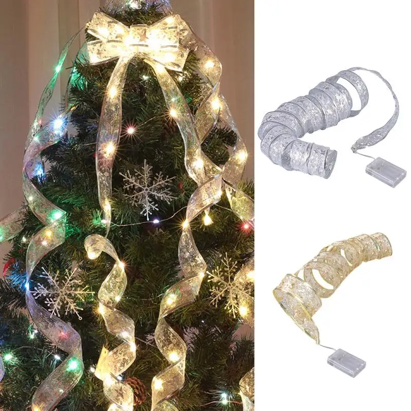 

Ribbon Christmas Lights Christmas String Lights Shining Ribbon Lights Battery Powered Add Christmas Atmosphere DIY Making Door