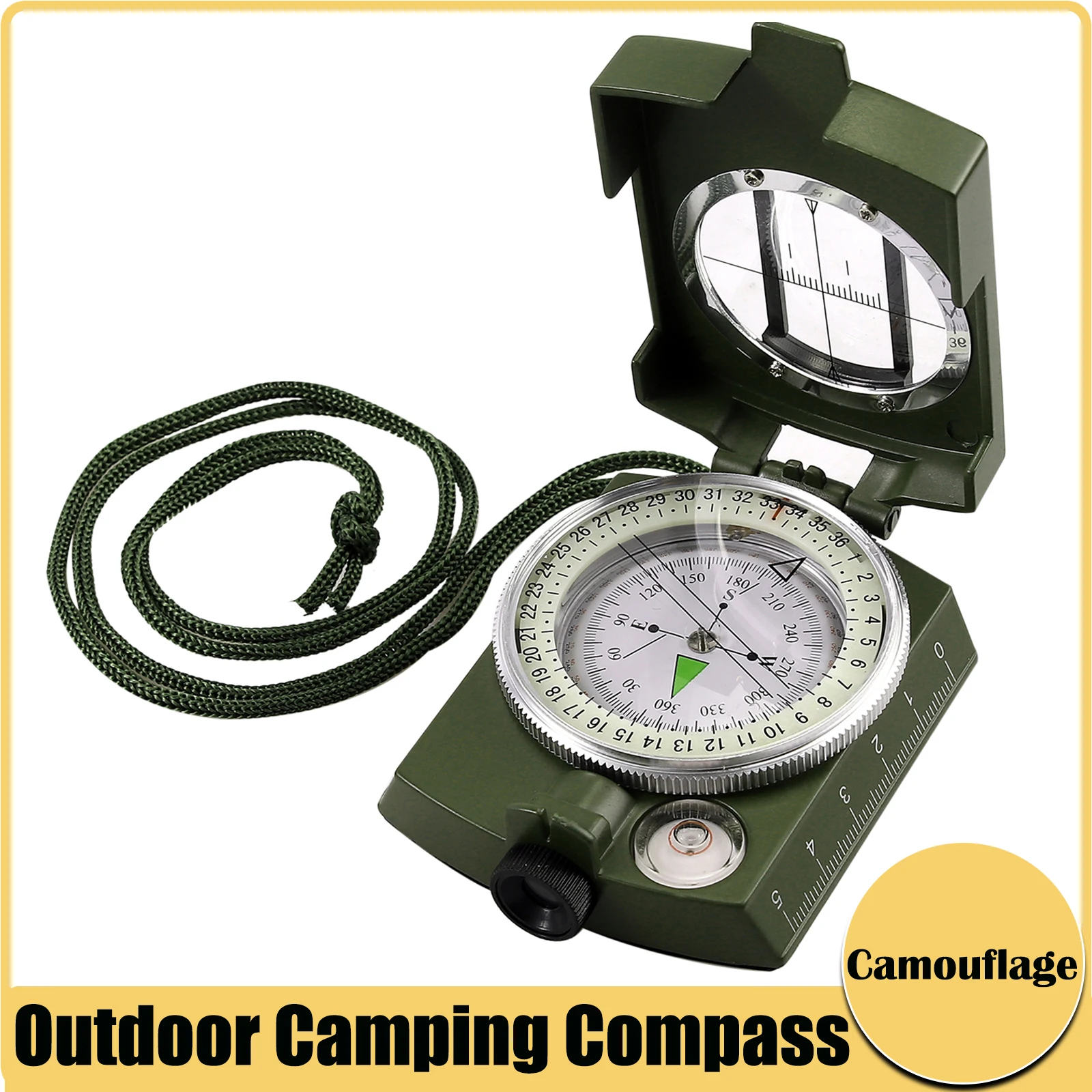 

Waterproof Compass Outdoor Gadget Sports Goniometer Camping Hiking Mountaineering Professional Military Metal Sighting Compass